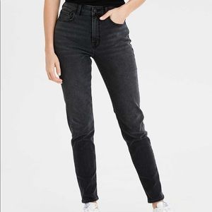 American Eagle High Rise Black Stretch Mom Jeans